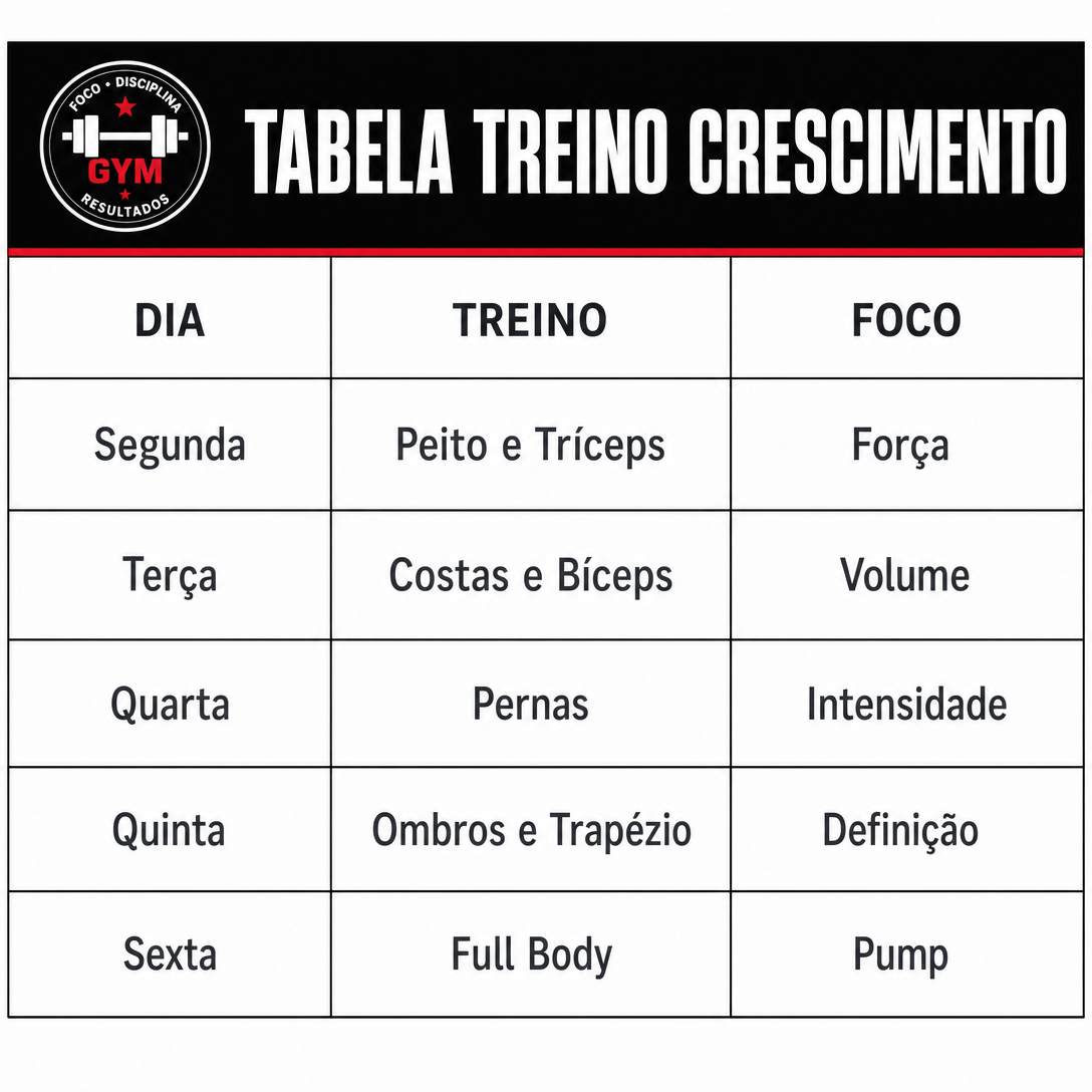 Planilha do protocolo de treino exclusivo GHMUSCLE